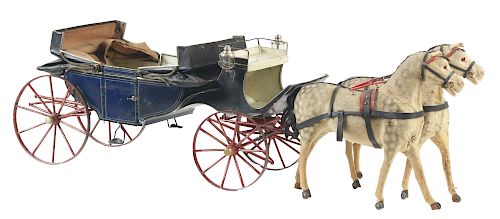 Early German Hand Painted Horse Drawn Carriage. 