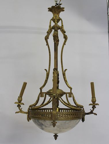 Large and Impressive Gilt Bronze Chandelier with