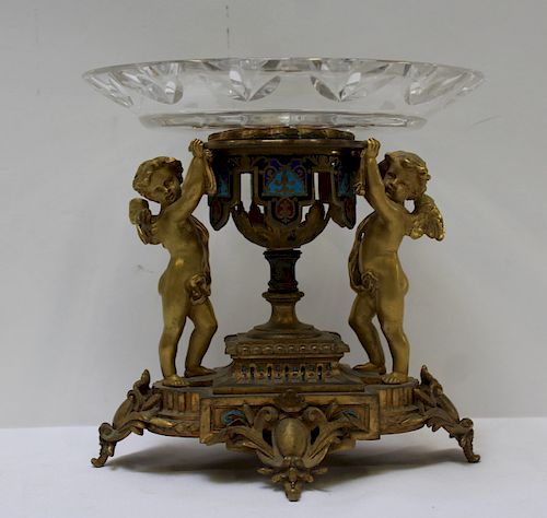 19th Century Bronze and Enameled Figural Tazza