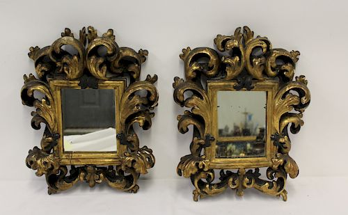 Pair of Small Italian Giltwood Rococo Carved