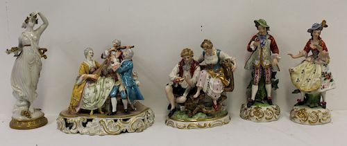 Lot of 5 Porcelains To Include a Pair of Figures.