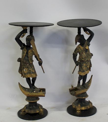 Pair of Antique Venetian Blackamoor Pedestals.