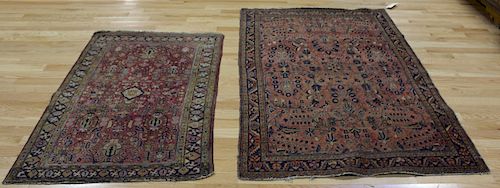 2 Antique And Finely Hand Woven Sarouk Area Rugs.