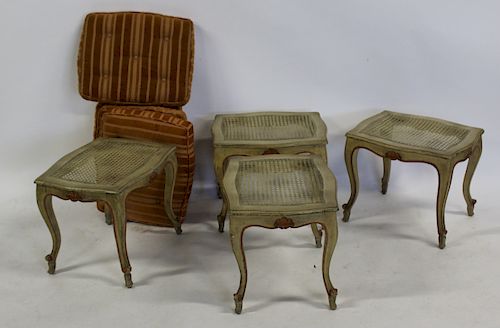 Two Pairs of Louis XV Style Stools