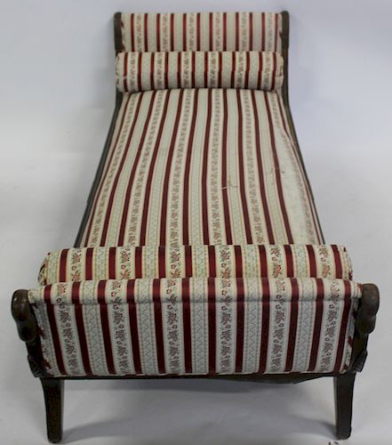Antique Mahogany Upholstered Day Bed / Chaise