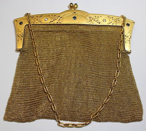 FABERGE. Antique 14kt Gold Mesh Purse with