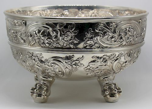 SILVER. Antique English Silver Punch Bowl.
