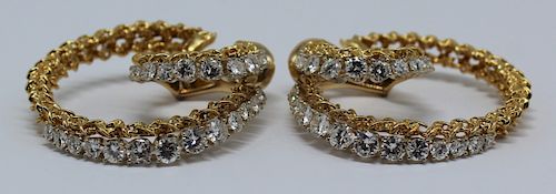 JEWELRY. Pair of 18kt Gold and 3+ ct Diamond Hoop