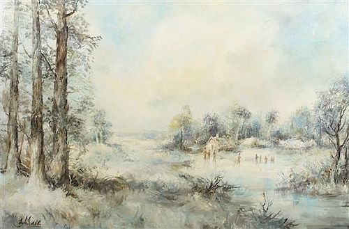 Eva Holusa Makk, (American, b. 1933), Winter Landscape
