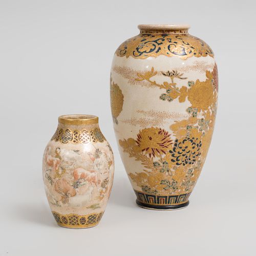 Two Japanese Satsuma Porcelain Vases