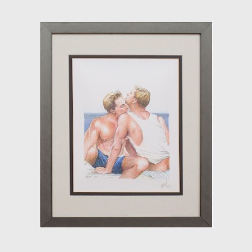 20th Century School: Untitled (Two Male Lovers)