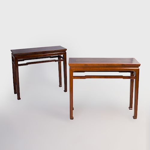 Two Chinese Elm Console Tables