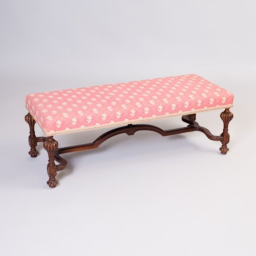 William and Mary Style Stained Wood Bench