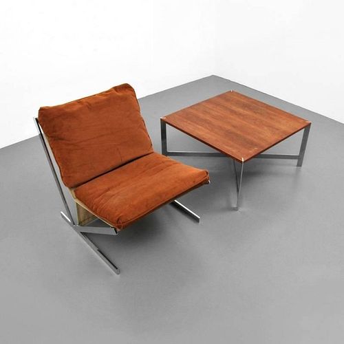 Lounge Chair & Table, Manner of Milo Baughman