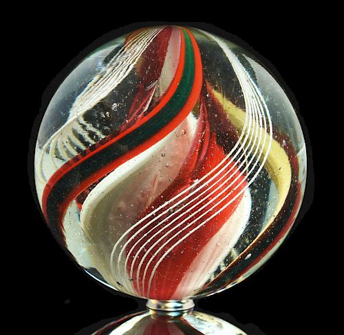 Outstanding Large Three Stage Ribbon Swirl Marble.
