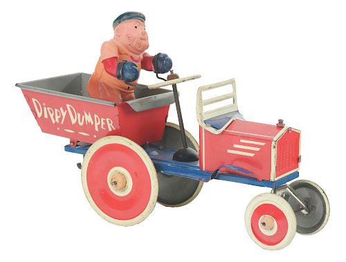 Early Marx Tin Litho and Celluloid Wind Up Brutus Dippy Dumper Toy. 
