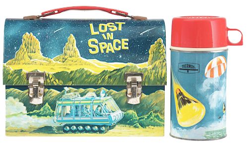 Vintage Tin Litho Lost In Space Dome Lunch Box. 