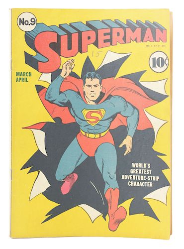1941 Superman No. 9 Comic Book. 
