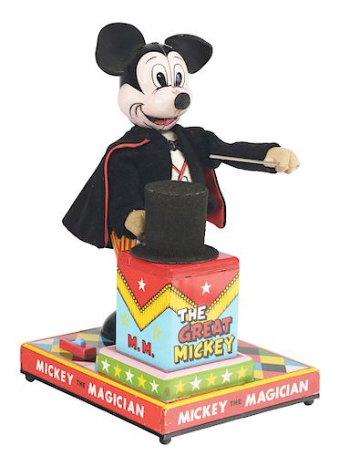 Linemar Walt Disney Battery Operated Mickey The Magician Toy. 