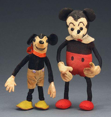 Lot Of 2: English Dean's Rags Mickey Mouse Dolls. 