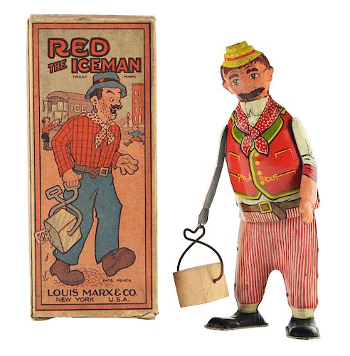 Marx Litho Wind Up Red "The Ice Man" Toy. 