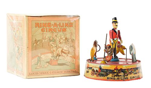 Marx Tin Litho Wind Up Ring-A-Ling Circus Toy. 