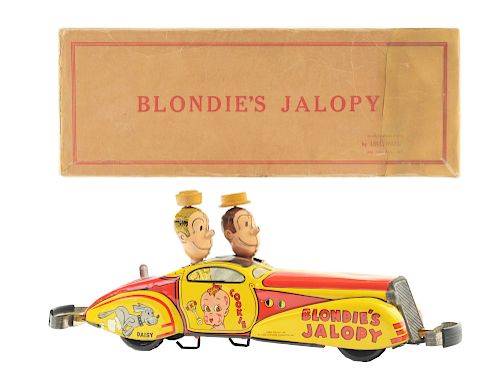 Marx Tin Litho Wind Up Blondie's Jalopy With Box.