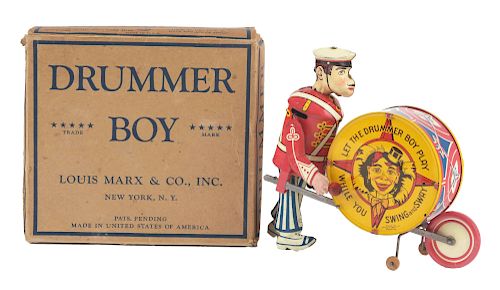 Marx Tin Litho Wind Up George The Drummer Boy In Box. 
