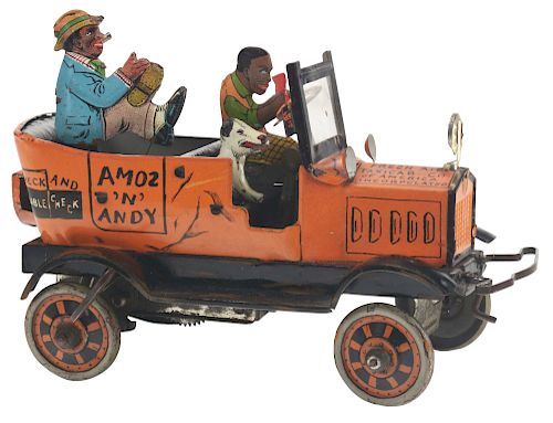 Marx Tin Litho Wind Up Amos 'N' Andy Fresh Air Taxi Toy. 