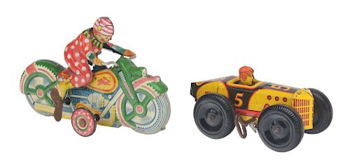 Lot Of 2: American & Japanese Tin Litho Wind Up Vehicle Toys.