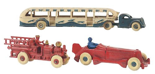 Lot Of 3: Cast Iron American-Made Vehicle Toys.