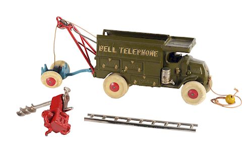 Cast Iron Hubbly Large Size Bell Telephone Truck.