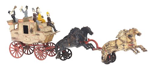 Scarce Cast Iron Horse Drawn Carpenter Tally-Ho Coach Toy. 