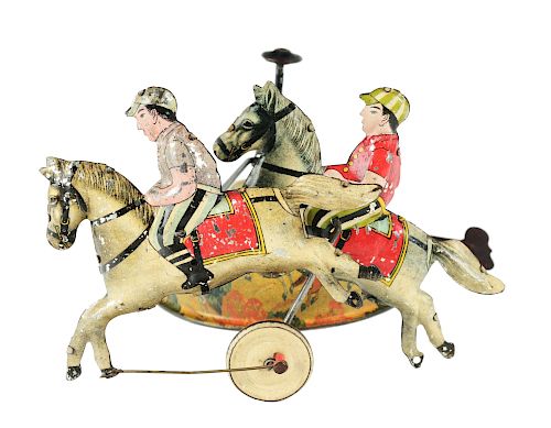 Tin Litho Wind Up Pre-War Japanese Horse Race Toy.