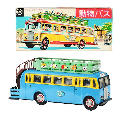 Tin Litho and Painted Friction Animal Bus. 