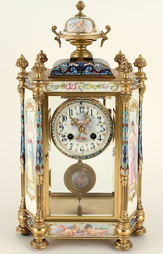 LATE 19TH C. TIFFANY & CO CHAMPLEVE MANTLE CLOCK