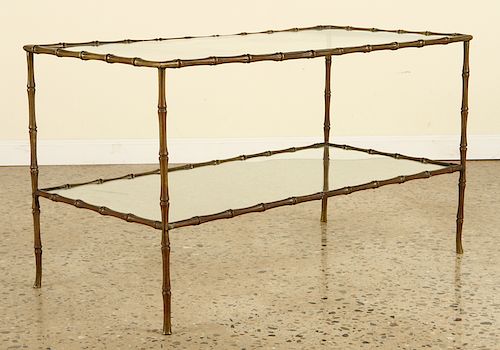 FRENCH BRONZE BAMBOO 2 TIER COFFEE TABLE BAGUES