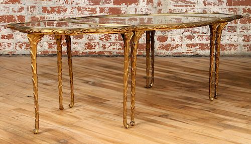 RARE BAGUES GILT BRONZE MIRRORED COFFEE TABLE