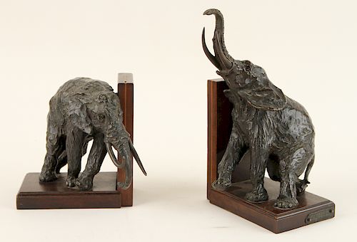 ARY JEAN LEON BITTER BRONZE ELEPHANT BOOKENDS