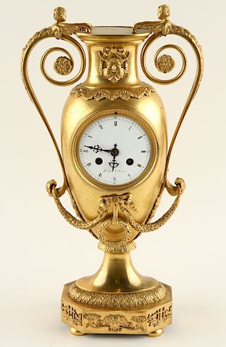 LATE 19TH C. FRENCH GILT BRONZE MANTLE CLOCK