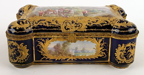 LATE 19TH C FRENCH SEVRES PORCELAIN BRONZE CASKET