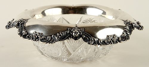 TIFFANY & CO. SILVER MOUNTED CRYSTAL BOWL MARKED