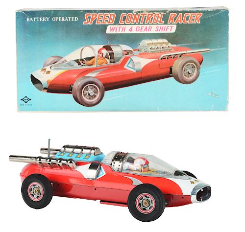 Tin Litho Battery Operated Speed Control Racer with 4 Gears.