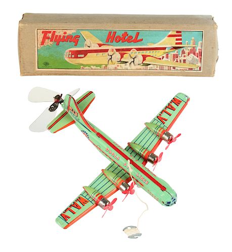 Tin Litho Wind Up World Airlines Flying Hotel .