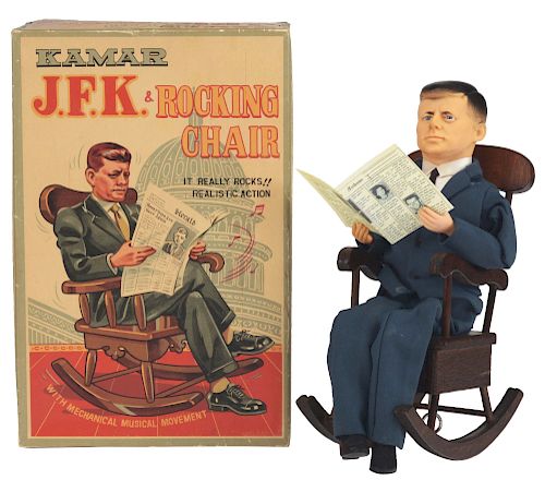 Kamar J.F.K. Wind Up Rocking Chair Toy In Box. 