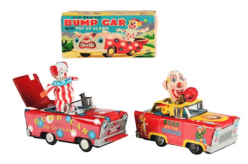 Lot of 2: Tin Litho Friction Clown Cars.
