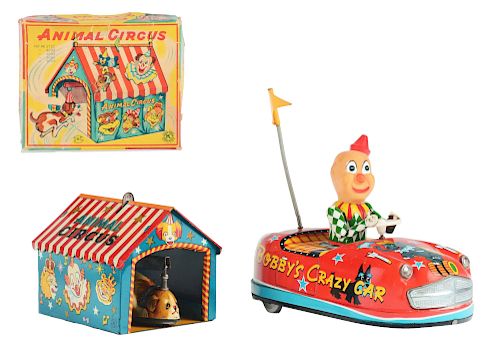Lot of 2: Tin Litho Wind Up Circus Toys.