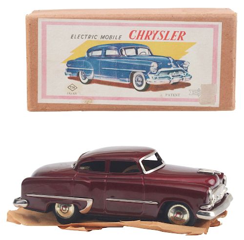 Painted Tin Battery Operated Chrysler Electric Mobile.