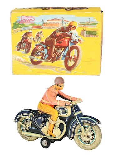Tin Litho Motorcycle with Rider.