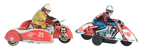 Lot of 2: Tin Litho Wind Up and Friction Motorcycles.